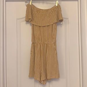 Love Tree Yellow and White Striped Romper